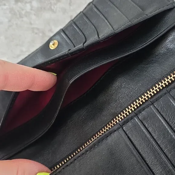 Marc by Marc Jacobs Quilted Black Folding Wallet for Women Logo Zipper - Picture 11 of 14